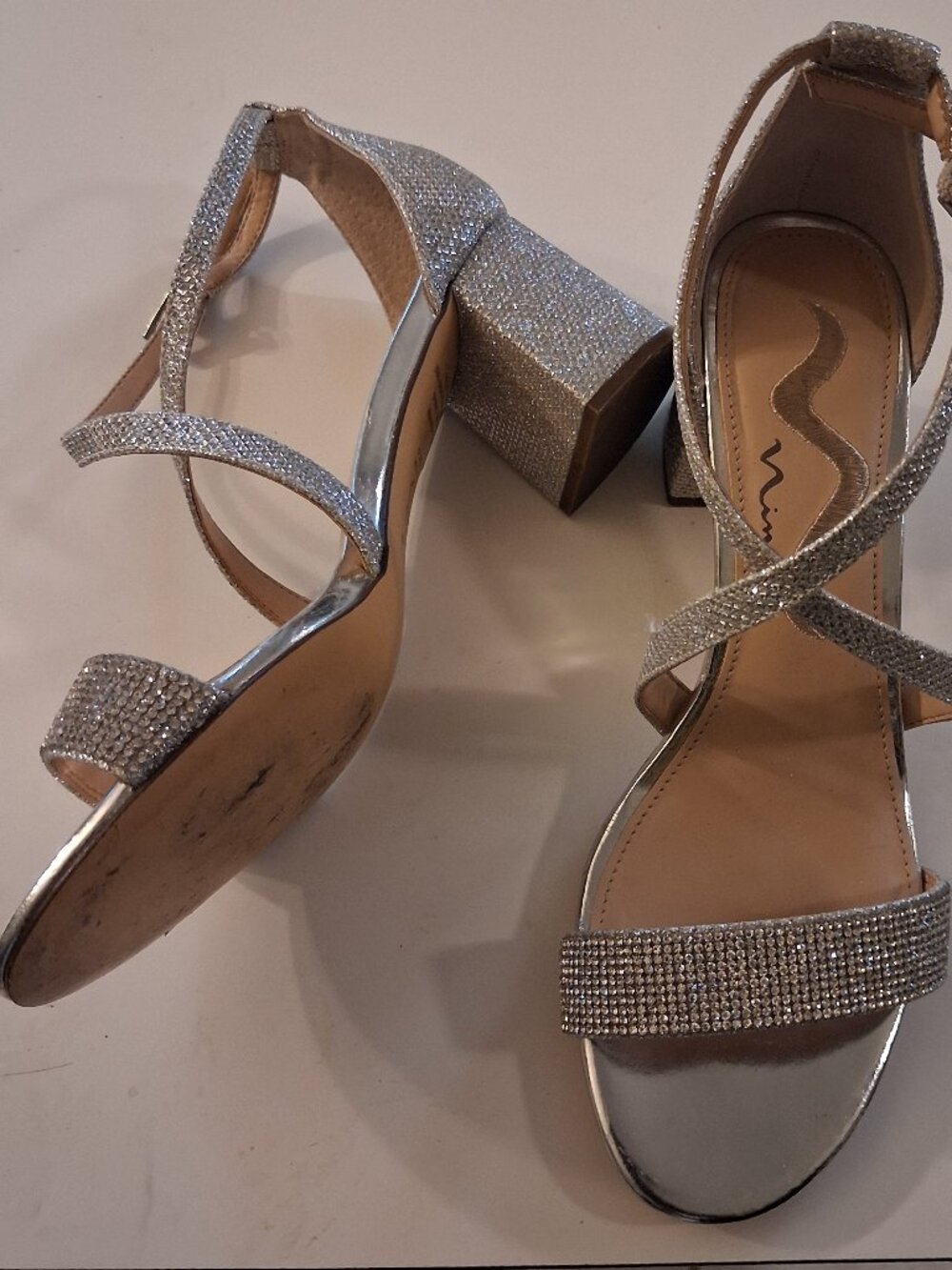 Nina Silver Strappy Heels / Sandals